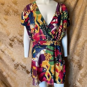 Colorful V neck dress